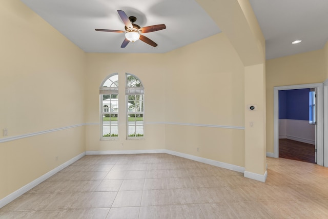 918 SW Blue Stem Way, Stuart, FL 34997 - unfurnished room with light tile patterned floors, ceiling fan, and recessed lighting