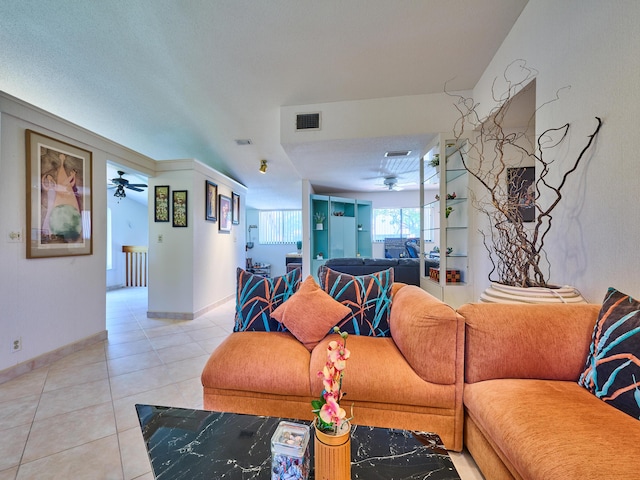 10828 Lake Palm Ln Unit 202, Boynton Beach, FL 33437 - living area with ceiling fan and light tile patterned flooring