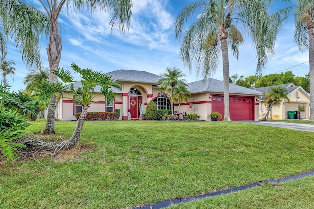 126 SW Andover Ct, Port Saint Lucie, FL 34953 - view of front of home featuring stucco siding, asphalt driveway, a garage, and a front lawn