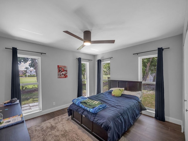 17516 Birchwood Dr, Boca Raton, FL 33487 - bedroom featuring wood finished floors and ceiling fan