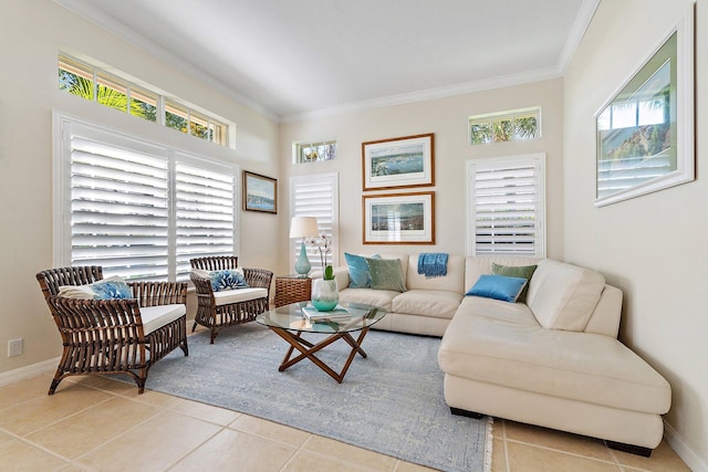 5885 SE Forest Glade Trl, Hobe Sound, FL 33455 - living room with tile patterned flooring and crown molding