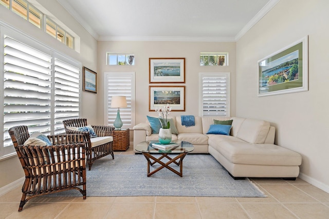 5885 SE Forest Glade Trl, Hobe Sound, FL 33455 - living area featuring crown molding, healthy amount of natural light, and tile patterned floors