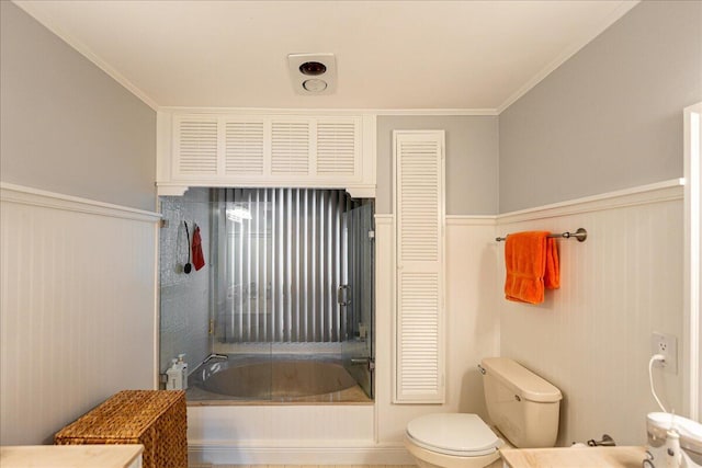 1102 SE Mitchell Ave Unit 302, Port Saint Lucie, FL 34952 - bathroom with a closet, wainscoting, shower / tub combination, and crown molding