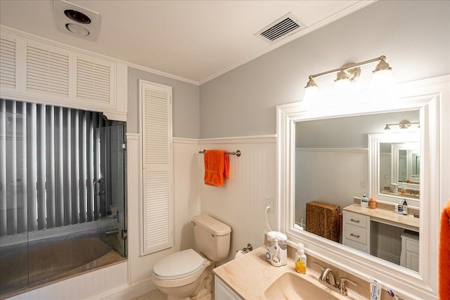 1102 SE Mitchell Ave Unit 302, Port Saint Lucie, FL 34952 - full bath with shower / bath combination, vanity, ornamental molding, a wainscoted wall, and a closet