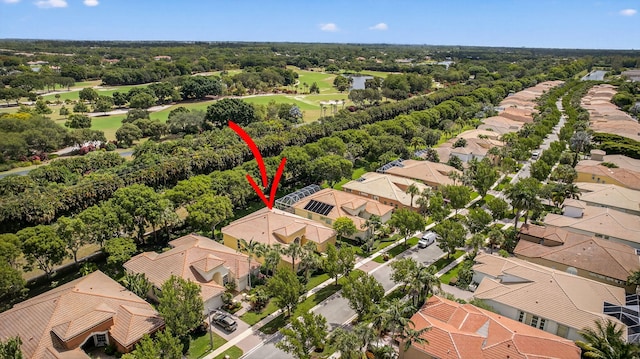 8873 Via Brilliante, Wellington, FL 33411 - aerial view of residential area featuring a golf club and a tree filled landscape