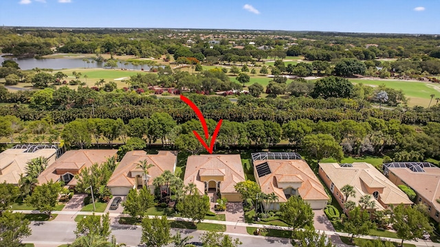 8873 Via Brilliante, Wellington, FL 33411 - aerial perspective of suburban area featuring a golf course and a nearby body of water