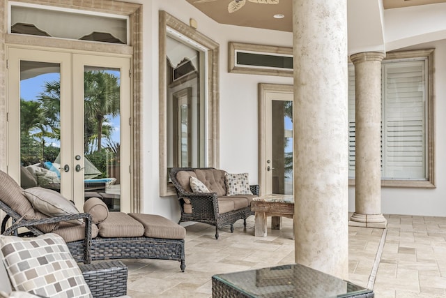 671 Indian River Dr, Melbourne, FL 32935 - view of patio with french doors and an outdoor hangout area