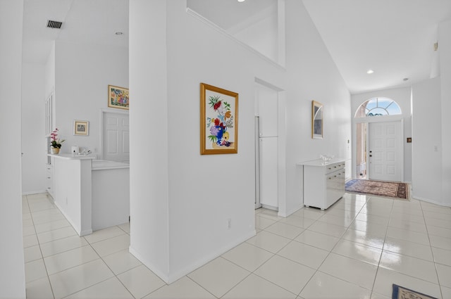 17213 Balboa Point Way, Boca Raton, FL 33487 - foyer with high vaulted ceiling and light tile patterned floors