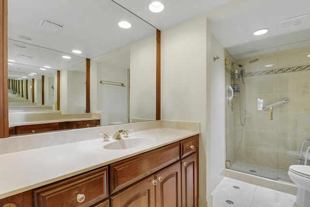 300 Intracoastal Pl Unit 204, Jupiter, FL 33469 - full bath with a stall shower, vanity, tile patterned floors, and recessed lighting