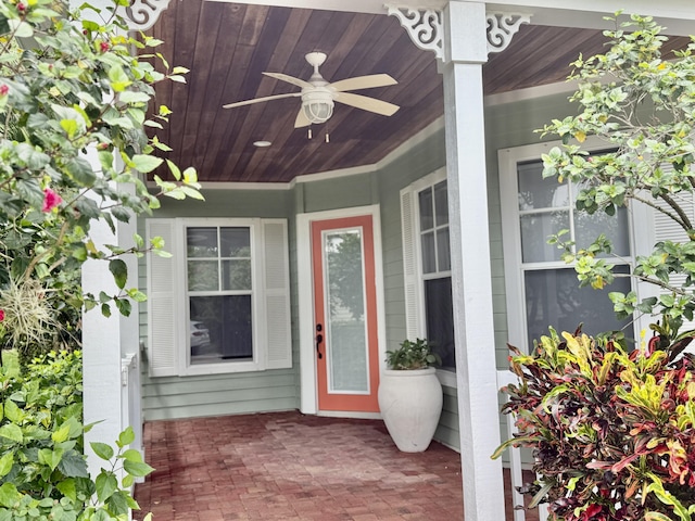 404 NE Ginger Lily Place, Saint Lucie, FL 34983 - property entrance with a ceiling fan and covered porch