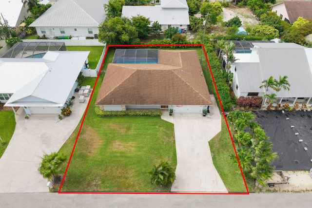 5647 SE Sailfish Way, Stuart, FL 34997 - aerial perspective of suburban area featuring property parcel outlined