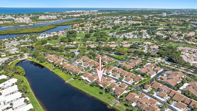 3733 Cape Pointe Cir, Jupiter, FL 33477 - aerial overview of property's location featuring a large body of water and nearby suburban area
