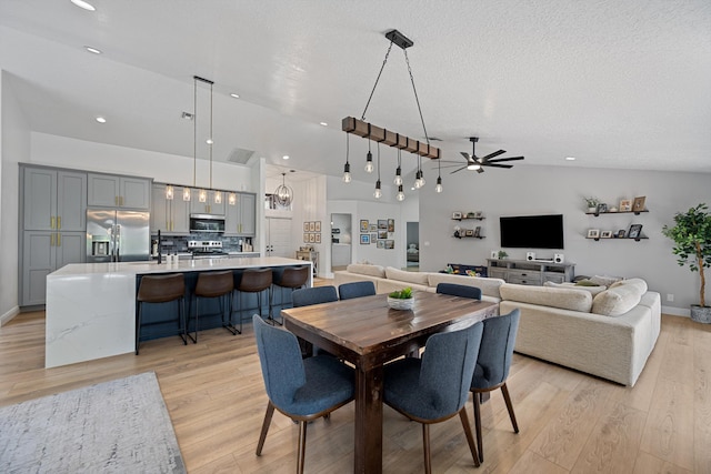 6572 Brookhurst Cir, Lake Worth, FL 33463 - dining space featuring ceiling fan, light wood finished floors, and recessed lighting