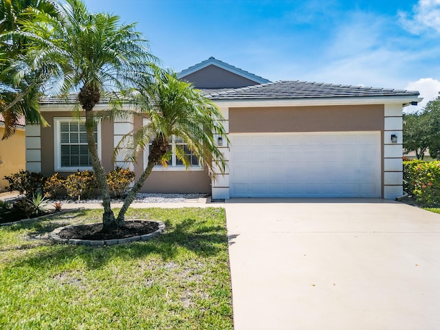 3002 SE Brierwood Pl, Stuart, FL 34997 - single story home with an attached garage, concrete driveway, a tile roof, and stucco siding
