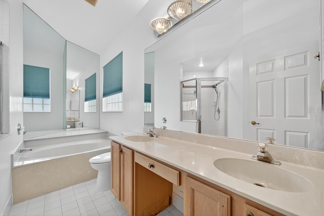 3002 SE Brierwood Pl, Stuart, FL 34997 - full bathroom with a bath, a stall shower, tile patterned flooring, and double vanity