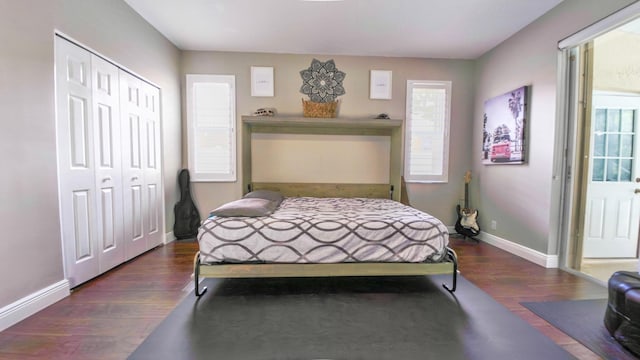 126 Hidden Hollow Dr, Palm Beach Gardens, FL 33418 - bedroom with wood finished floors, multiple windows, and a closet