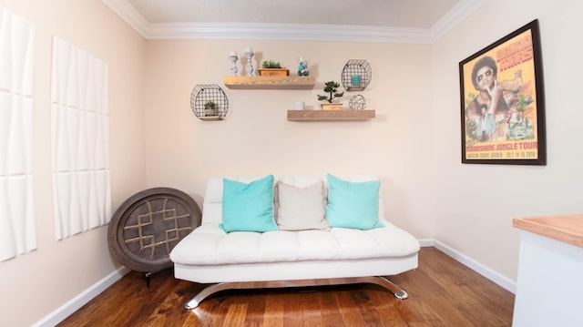 126 Hidden Hollow Dr, Palm Beach Gardens, FL 33418 - sitting room with crown molding and wood finished floors