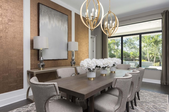 13405 Artisan Cir, Palm Beach Gardens, FL 33418 - dining area featuring a chandelier and wood finished floors
