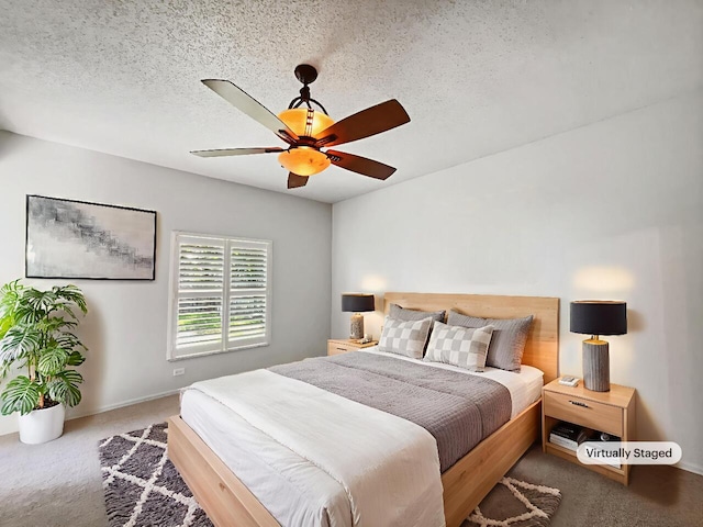 2081 SW Burlington St, Port Saint Lucie, FL 34984 - bedroom with carpet flooring, a ceiling fan, and a textured ceiling