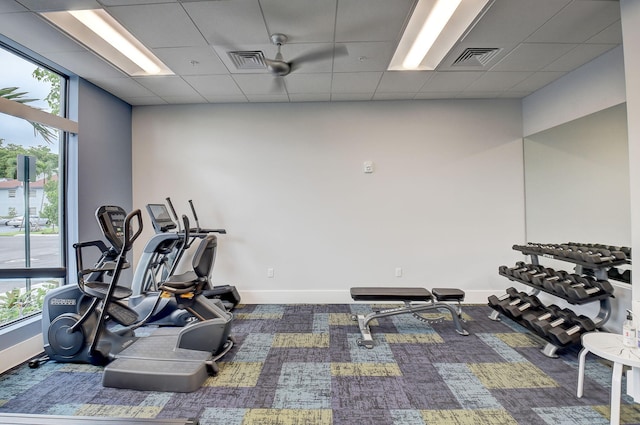 14723 Cumberland Dr Unit 404B, Delray Beach, FL 33446 - gym with a drop ceiling