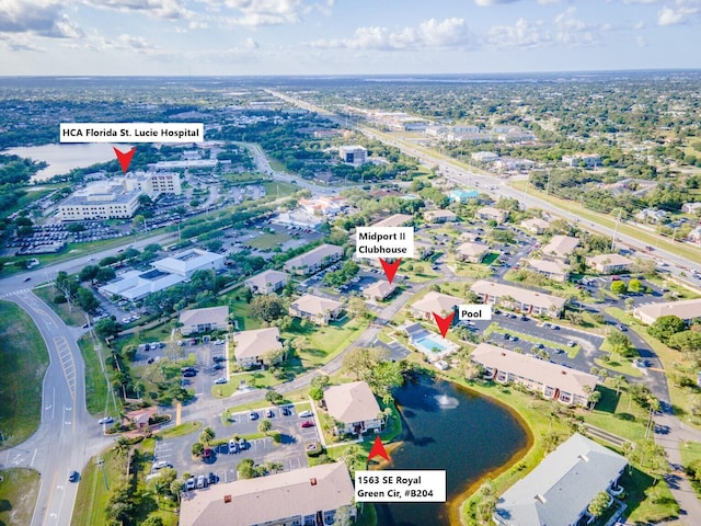 1563 SE Royal Green Cir Unit B-204, Port Saint Lucie, FL 34952 - aerial view of property and surrounding area featuring a large body of water