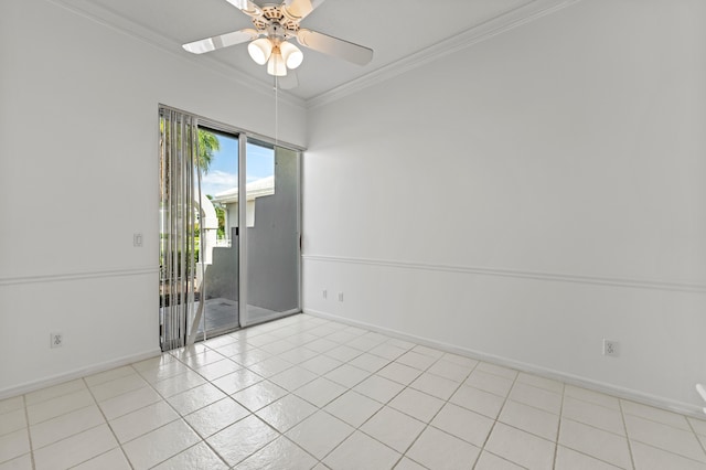 407 SW Fairway Lndg, Port Saint Lucie, FL 34986 - empty room with crown molding, a ceiling fan, and light tile patterned floors