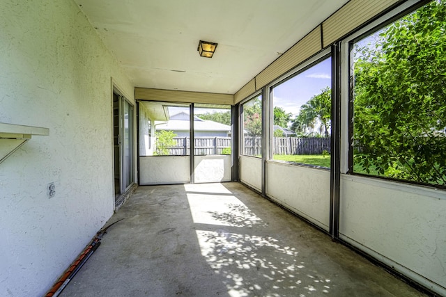view of unfurnished sunroom
