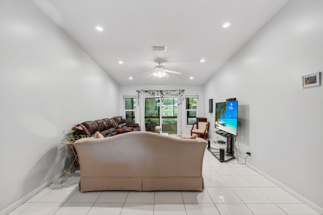 18541 Cherborg Dr Unit D, Boca Raton, FL 33496 - living area featuring a ceiling fan and recessed lighting