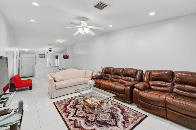18541 Cherborg Dr Unit D, Boca Raton, FL 33496 - living area featuring ceiling fan, recessed lighting, and light tile patterned floors