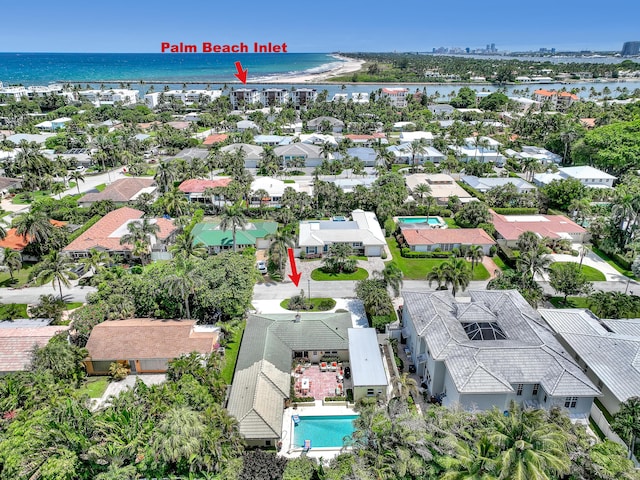 219 Claremont Ln, Palm Beach Shores, FL 33404 - aerial perspective of suburban area featuring a large body of water