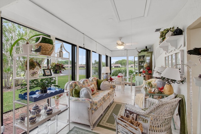 5707 Parkwalk Cir E, Boynton Beach, FL 33472 - sunroom / solarium with tile patterned flooring and a water view