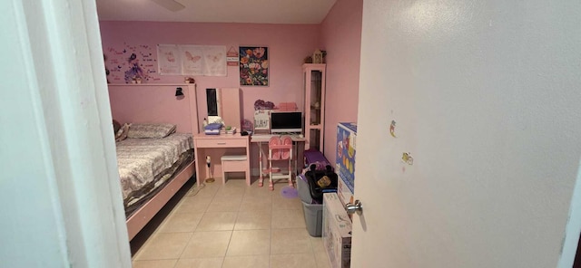 4732 Chariot Cir, Greenacres, FL 33463 - bedroom with light tile patterned floors, an office area, and ceiling fan