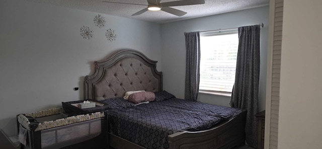 4732 Chariot Cir, Greenacres, FL 33463 - bedroom with multiple windows, a textured ceiling, and ceiling fan
