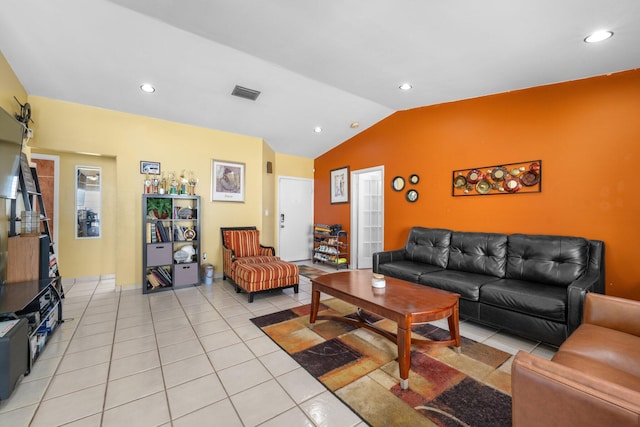 9890 W Heather Ln, Miramar, FL 33025 - living area featuring lofted ceiling, light tile patterned flooring, and recessed lighting