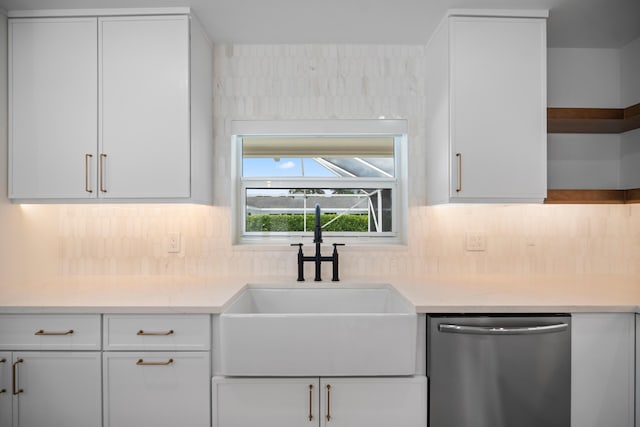 77 Fairview E, Tequesta, FL 33469 - kitchen featuring dishwasher, white cabinetry, and open shelves