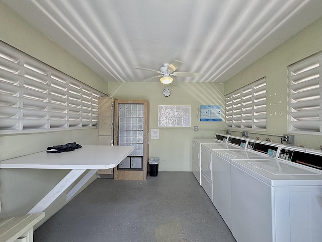 2885 Crosley Dr E Unit F, West Palm Beach, FL 33415 - community laundry room featuring independent washer and dryer and a ceiling fan