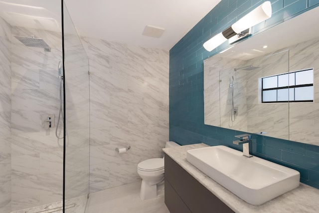 6532 Serena Ln, Boca Raton, FL 33433 - full bathroom featuring tile walls, a walk in shower, and vanity