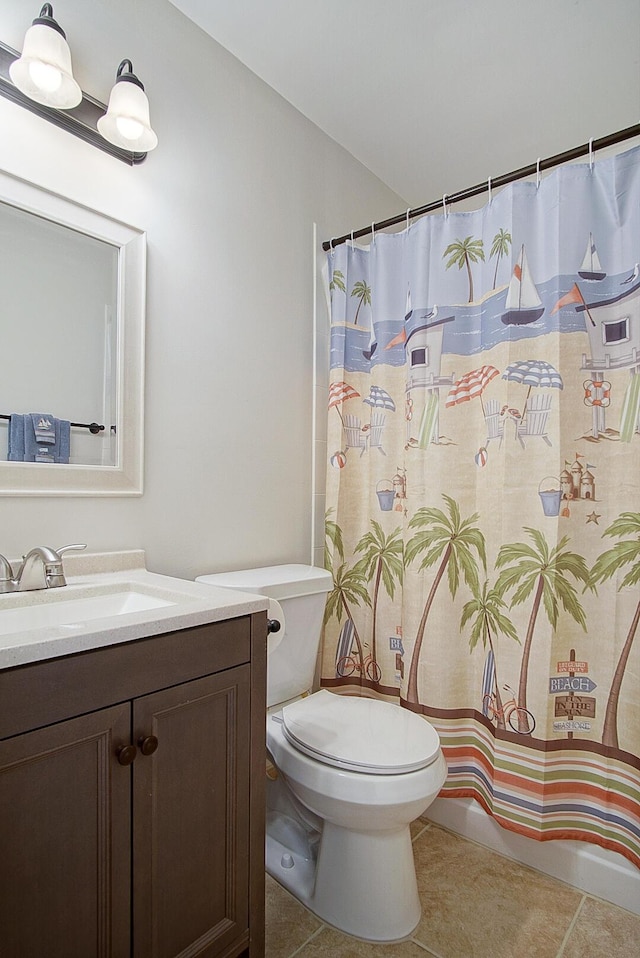 3126 SW Curcuma St, Port Saint Lucie, FL 34953 - full bath with vanity, tile patterned flooring, and a shower with shower curtain