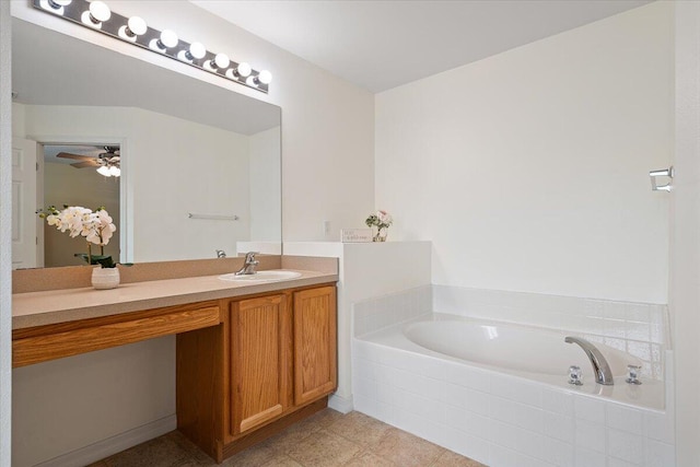 516 SW Crawfish Dr, Port Saint Lucie, FL 34953 - bathroom with a bath, vanity, and ceiling fan