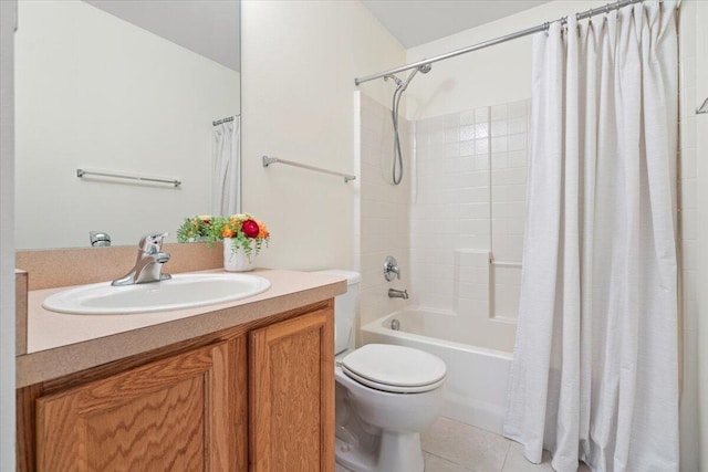 516 SW Crawfish Dr, Port Saint Lucie, FL 34953 - full bathroom with vanity, shower / bath combination with curtain, and tile patterned flooring
