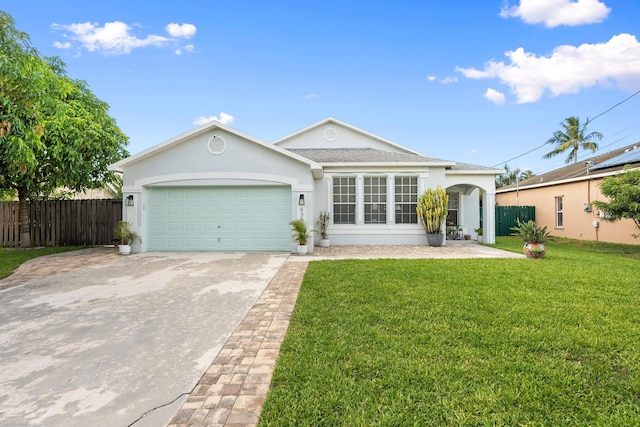 6351 Adams St, Jupiter, FL 33458 - ranch-style house with stucco siding, driveway, an attached garage, and roof with shingles