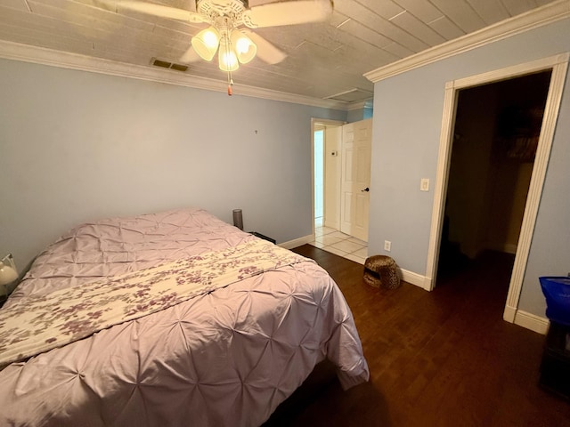 1114 SW Del Rio Blvd, Port Saint Lucie, FL 34953 - bedroom with wood finished floors, ornamental molding, and a ceiling fan