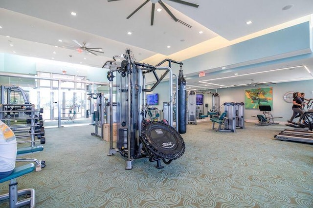 5178 Beckman Ter, Palm Beach Gardens, FL 33418 - gym featuring recessed lighting and a ceiling fan