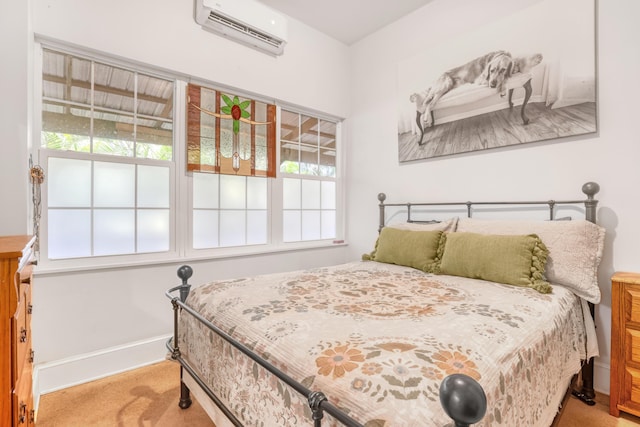 1395 SE Darling St, Stuart, FL 34997 - bedroom with a wall mounted air conditioner, multiple windows, and light colored carpet