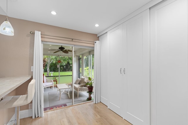 7980 Cloverfield Cir, Boca Raton, FL 33433 - entryway featuring recessed lighting, light wood finished floors, and a ceiling fan