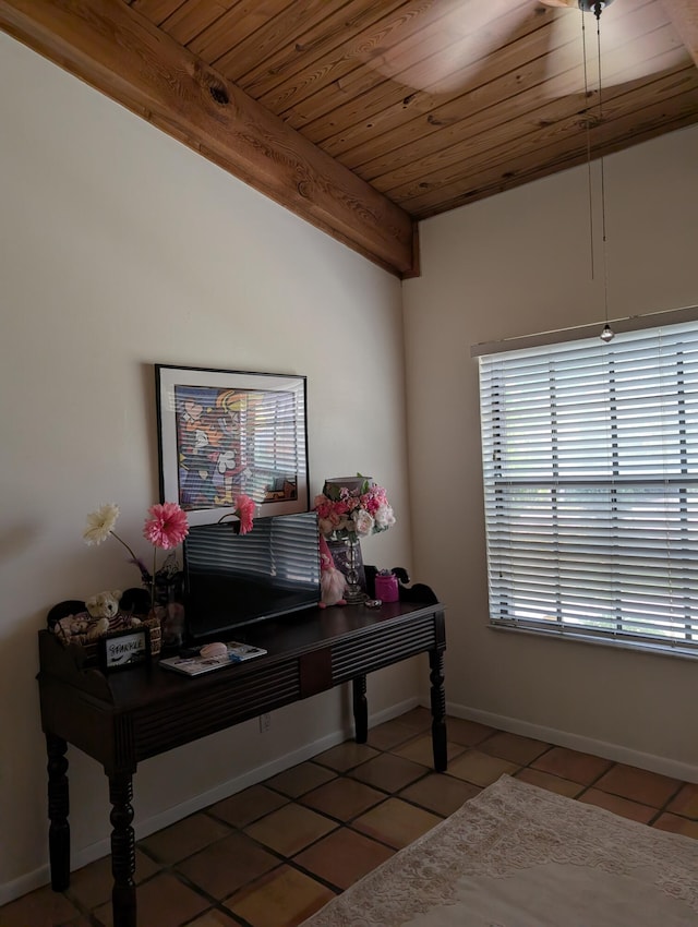 2904 N 35th Ter, Hollywood, FL 33021 - tiled office featuring baseboards and wood ceiling