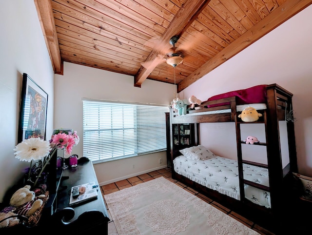 2904 N 35th Ter, Hollywood, FL 33021 - bedroom featuring wood ceiling, tile patterned floors, and a ceiling fan