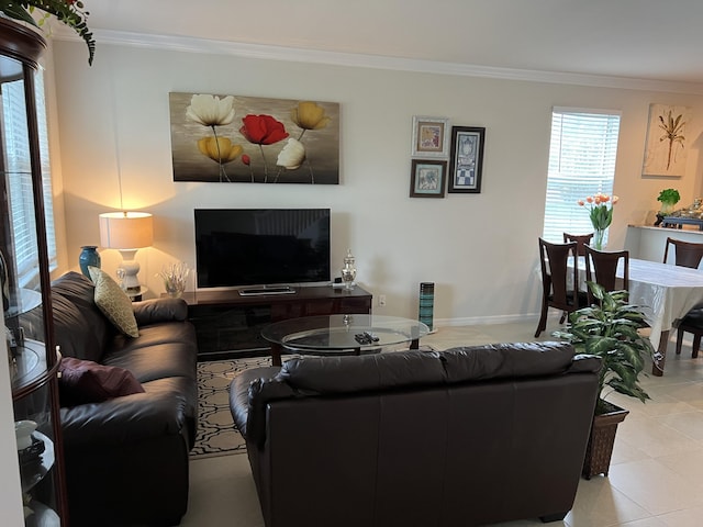 3303 E Mallory Blvd, Jupiter, FL 33458 - living room with crown molding and tile patterned floors