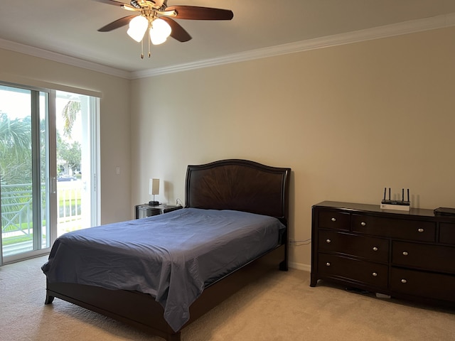 3303 E Mallory Blvd, Jupiter, FL 33458 - bedroom featuring light carpet, access to exterior, multiple windows, and crown molding