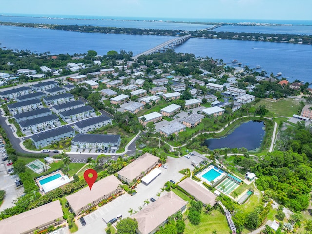 2950 SE Ocean Blvd Unit 119-6, Stuart, FL 34996 - aerial view of property and surrounding area featuring a notable bridge and a large body of water